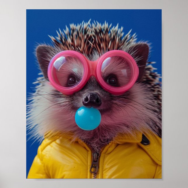 Poster Arte de Parede Caprichosa deouriço Cute Bubblegum  (Frente)