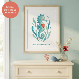 Poster Arte de Parede Cavalo-Marinho do Oceano de Amor de