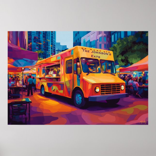 Poster Arte de Parede Cena de Rua de Caminhão de Alimenta (Frente)