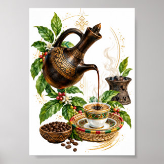Poster Arte de Parede Cerimônia de Café Etíope Tradiciona