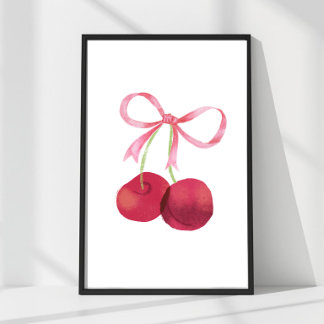 Poster Arte de Parede Cherry & Bow – Cartaz 4x6
