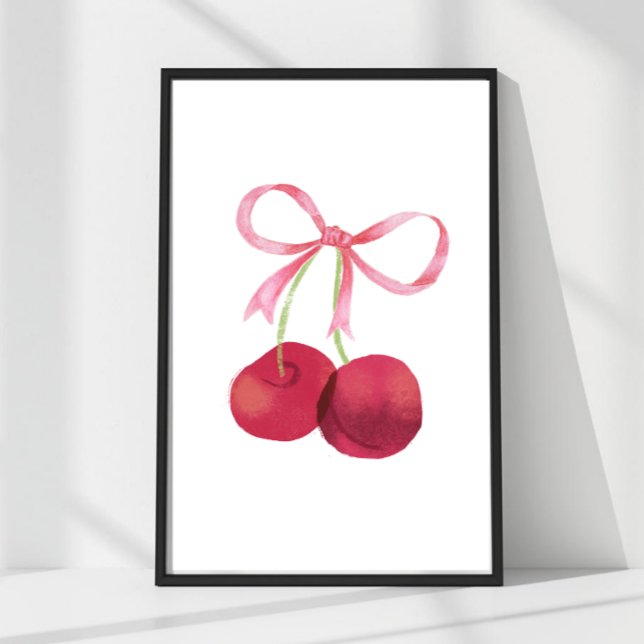 Poster Arte de Parede Cherry & Bow – Cartaz 4x6 (Mix & match sizes: Cherry & Bow wall art in 24x36, 16x24, 12x18, 8x12 & 4x6.)