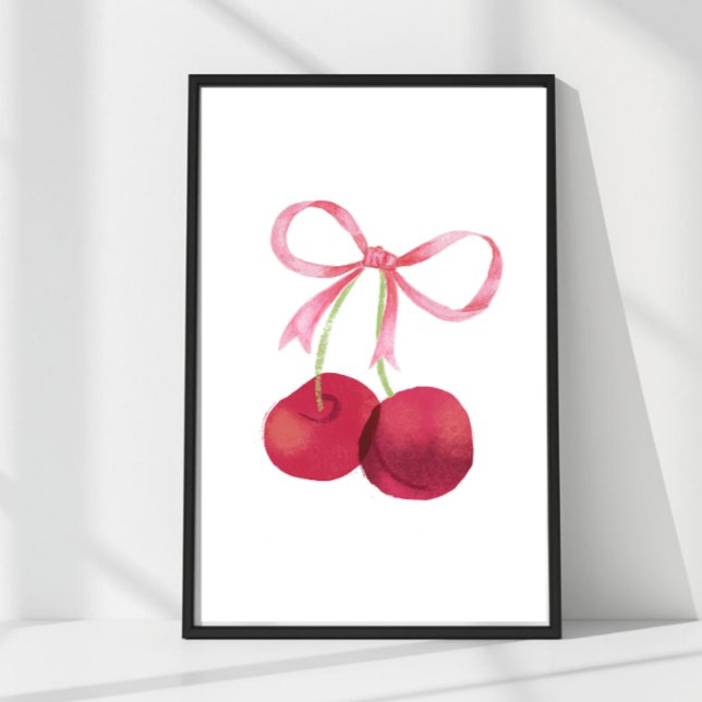 Poster Arte de Parede Cherry & Bow – Cartaz 8x12 (Mix & match sizes: Cherry & Bow wall art in 24x36, 16x24, 12x18, 8x12 & 4x6.)