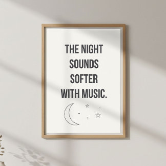 Poster Arte de Parede Citação de Música Calma. Decoração 