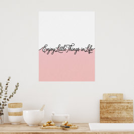 Poster Arte de Parede Citação Enjoy Life Rosa e Branco