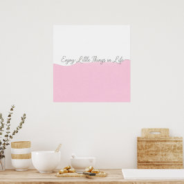 Poster Arte de Parede Citação Enjoy Life Rosa e Branco