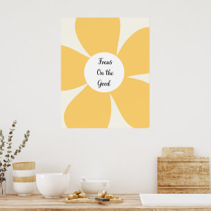 Poster Arte de Parede Citação Foco Flor Amarela