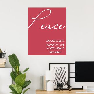 Poster Arte de Parede Citação Inspiradora de Paz Vermelha