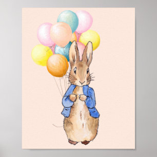 Poster Arte de Parede Clássica de Coelho Bunny para Berçá