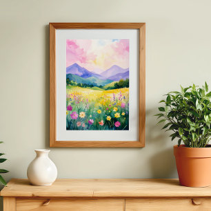 Poster Arte de Parede Colinas Floridas Paisagem Sonho Pas