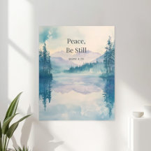 Arte de Parede com a Escritura Paz, Fique Quieto –