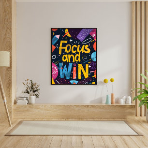 Poster Arte de Parede com Citação Motivacional de Sucesso