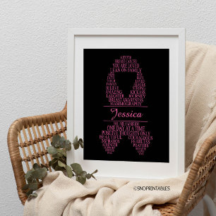 Poster Arte de Parede com Fita Personalizada para Câncer