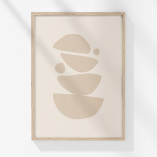 Poster Arte de Parede com Formas Abstratas Neutras Minima