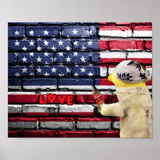 Poster Arte de parede com grafite Amor EUA. Cartaz (Frente)