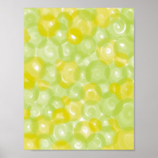 Poster Arte de Parede com Padrão de Bolhas Verde Limão Am