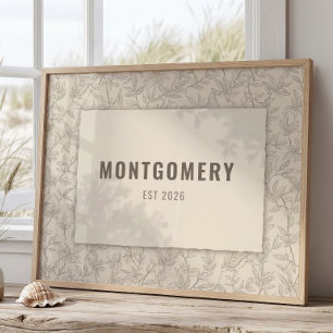 Poster Arte de Parede com Sobrenome Personalizado Decoraç