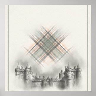 Poster Arte de Parede com Tartã de Castelo Escocês Patrim