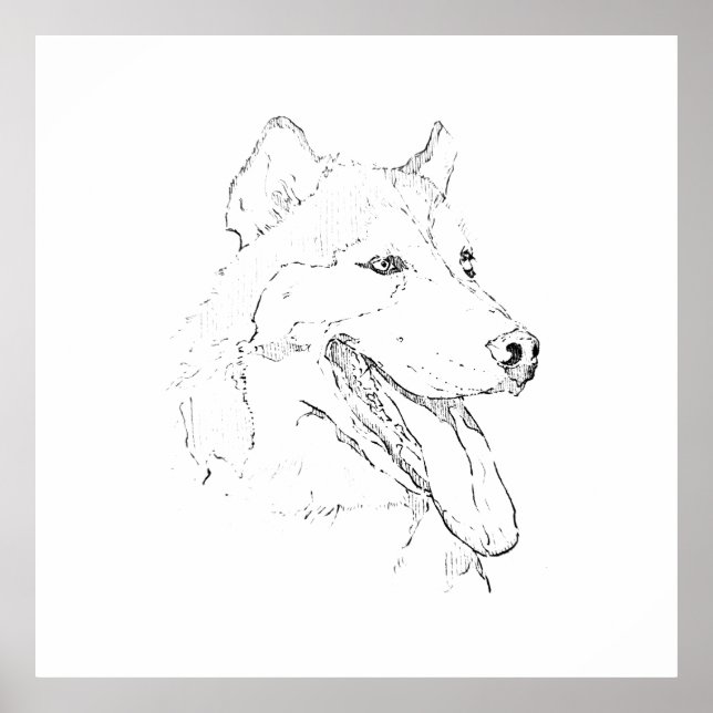 Poster Arte de Parede com Tinta Husky – Desenho de Linha  (Frente)