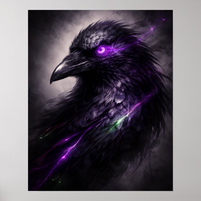 Poster Arte de Parede Corvo Roxo Gótico (Frente)