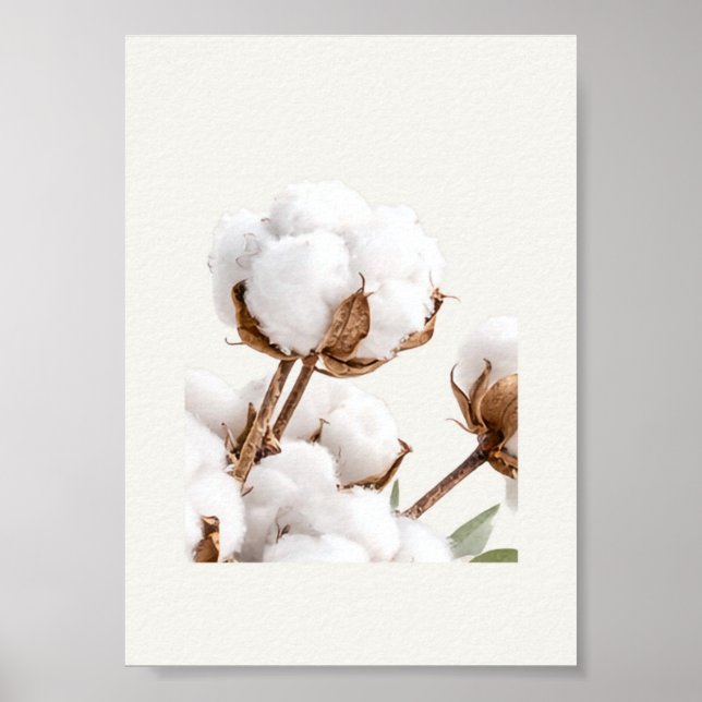 Poster Arte de Parede Cotton Branch | Minimal Neutro Farm (Frente)