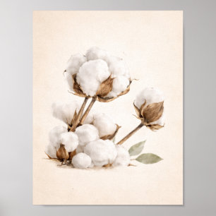 Poster Arte de Parede Cotton Branch Minimal Neutro Farm