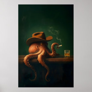 Poster Arte de Parede Cowboy de polvo fumando, Bar Vintag