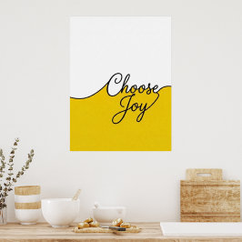 Poster Arte de Parede Cursiva Amarelo e Branco Escolha Al