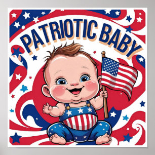Poster Arte de Parede da Bandeira Americana para Quarto d