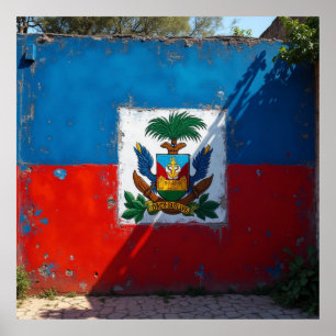 Poster arte de parede da bandeira haitiana