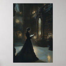 Arte de Parede da Biblioteca Dark Academia Gótica