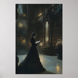 Poster Arte de Parede da Biblioteca Dark Academia Gótica