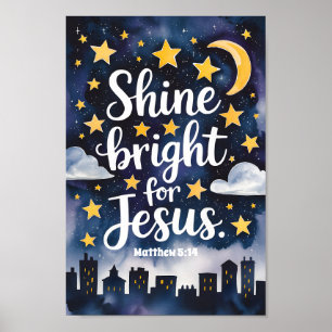 Poster Arte de Parede da Creche Cristã Brilhe Forte para 