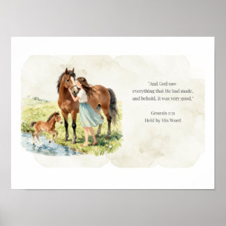 Poster Arte de Parede da Família do Cavalo Segurado pela