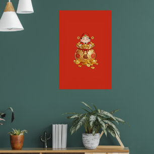 Poster Arte de Parede da Riqueza de Caishen