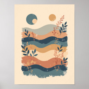 Poster Arte de parede de Abstrato de padrão de onda minim