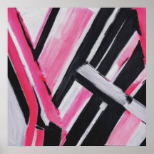 Arte de parede de Abstrato preto, branco e rosa