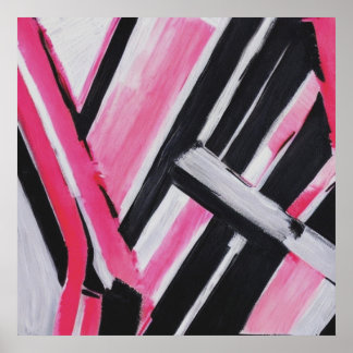 Poster Arte de parede de Abstrato preto, branco e rosa