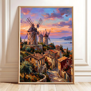 Poster Arte de Parede de Aldeia da Riviera Italiana em Te