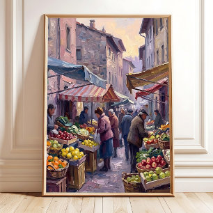 Poster Arte de Parede de Aldeia Impressionista em Tela Pr