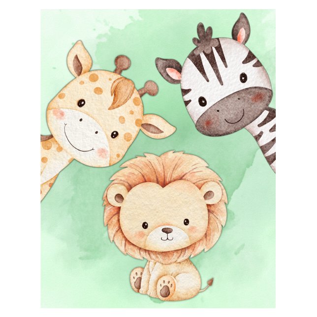 Poster Arte de parede de animais da Safari da creche (Nursery Safari Animals wall art)