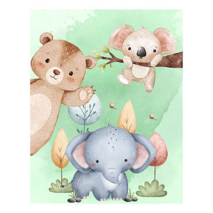 Poster Arte de parede de animais de safari para berçário