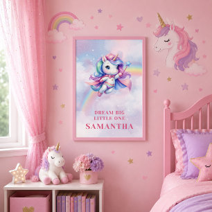 Poster Arte de Parede de Aniversário Cores Pastel Unicórn