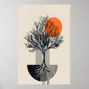 Poster Arte de Parede de Árvore Abstrata - Geométrico Min