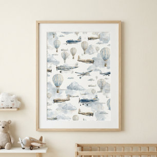 Poster Arte de Parede de Avião, Decoração de Berçário Vin