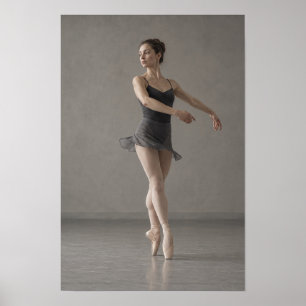 Poster Arte de Parede de Bailarina em Vestido Preto Dança