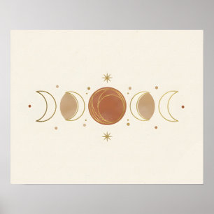 Poster Arte de Parede de Banheiro Boho Fases da Lua