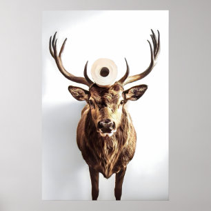 Poster Arte de Parede de Banheiro de Veado Fofo, Veado Hi