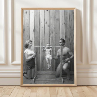 Poster Arte de Parede de Bebê Fazendo Puxadas, Família de