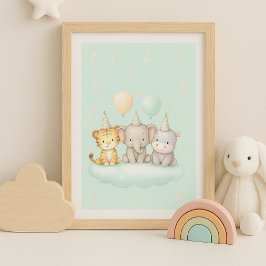 Poster Arte de Parede de Bebê Safari Fofa